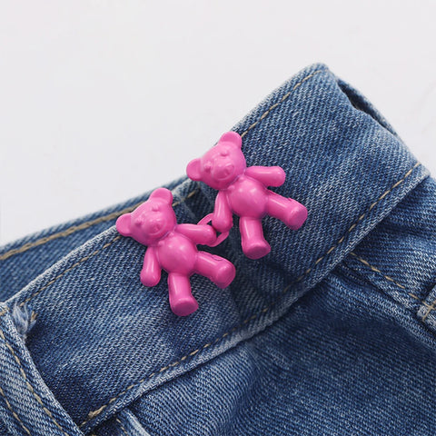 Detachable Metal Buttons Colorful Cute Bear Snap Fastener Pants Pin