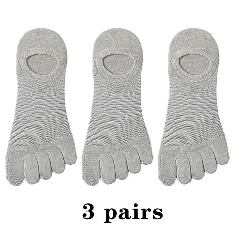 3 Pairs Men's Fashion Open Toe Sweat-absorbing Boat Socks