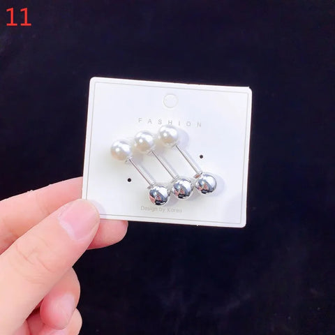 6pc Pearl Brooches Set Waist Buckle Cardigan Jeans Button Brooch Pins