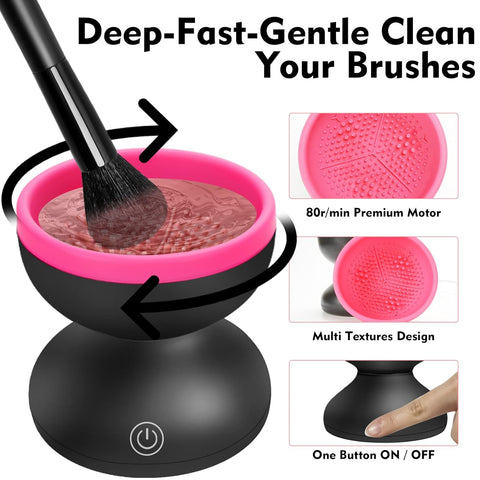 Electric Makeup Brush Cleaner Machine, Portable Automatic Spinner Brush Cleaner Tools
