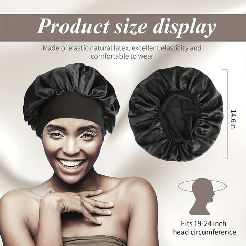 4 pcs Silky Satin Hair Bonnet with Wide Elastic Band