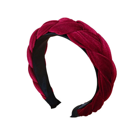 Bohemia Braid Velvet Headband --Plain Design Twist Wide Hairbands