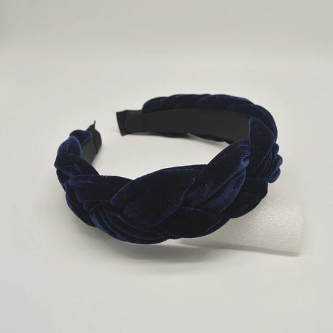 Bohemia Braid Velvet Headband --Plain Design Twist Wide Hairbands