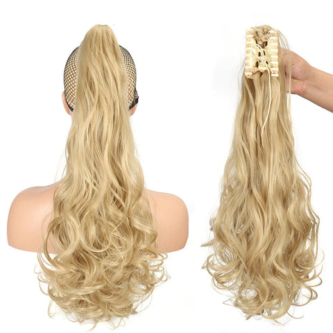 22 Inch Claw Clip In Wavy Ponytail Extensions Synthetic Fiber Hair Piece