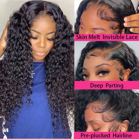 Deep Wave Wig Curly Human Hair Wigs Lace Frontal 13x6 Lace Front Wig