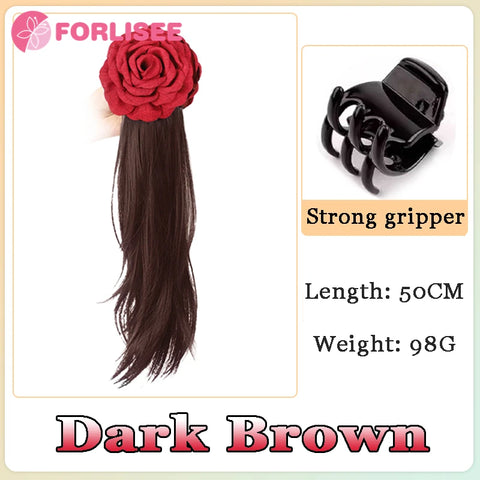 Horsetail Wig  Pink Rose ponytail wig