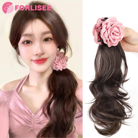 Horsetail Wig  Pink Rose ponytail wig