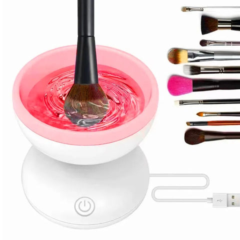 Makeup Brush Cleaner Machine - Electric Make up Brushes Cleaner Cleanser Tool-pink