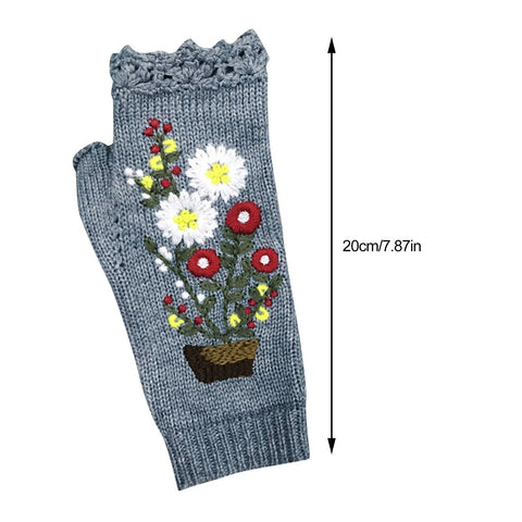 Womens Vintage  Handmade  Knitted Autumn Winter Gloves