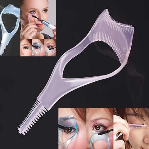 1pc 3-in-1 Mascara Shield Applicator - Eyelash Brush, Curler, and Guard